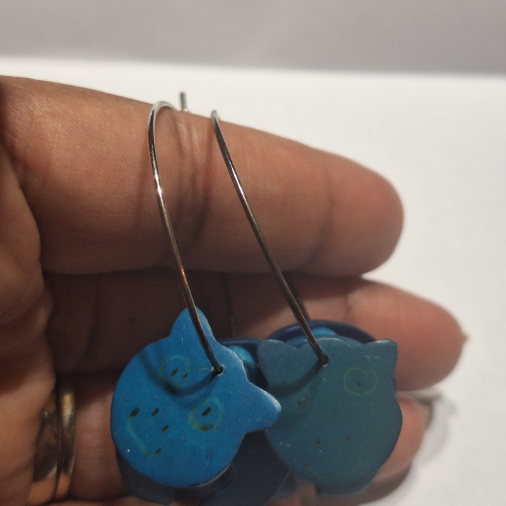Blue Cat Drop Earrings - Women Jewelry